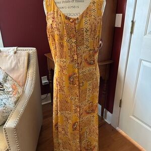 Gold and Orange Sleeveless Maxi Sundress